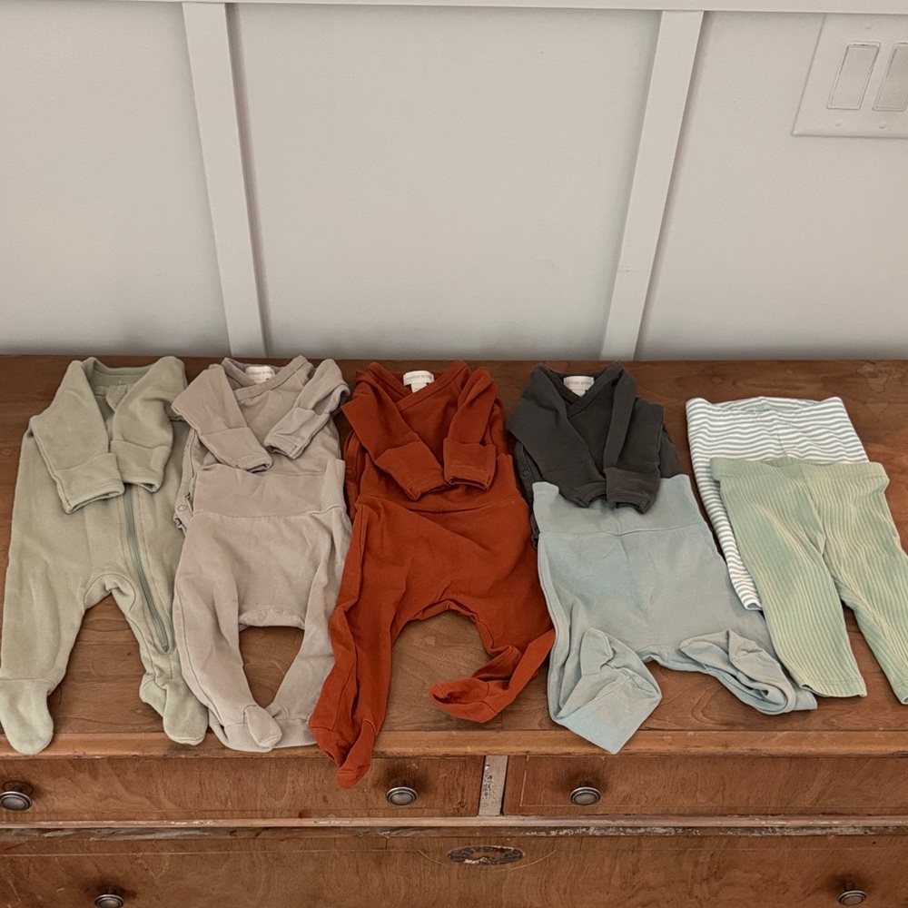 Baby Boy Organic Cotton Bundle, total 9 pieces, 0-3mo + 3-6mo